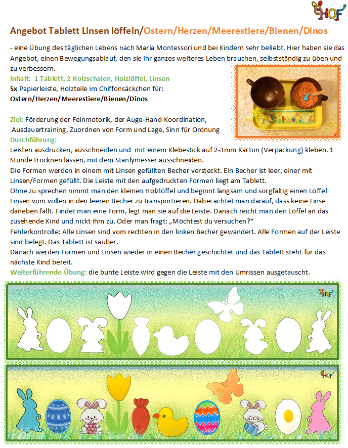 Text Angebot Tablett Linsen löffeln