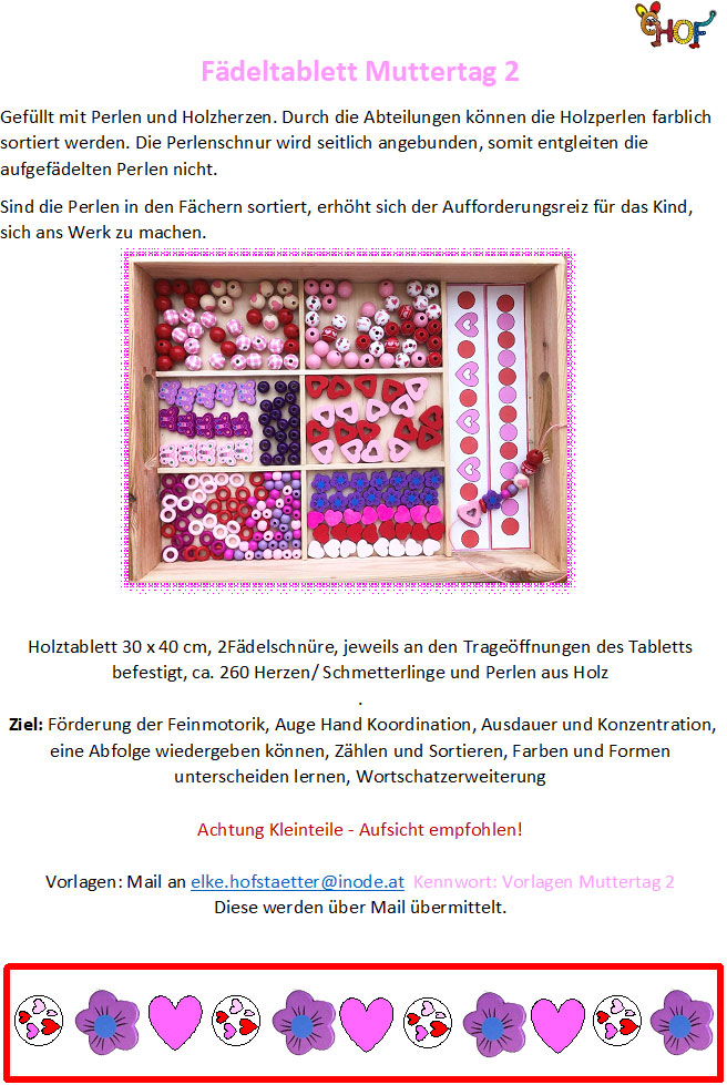 Text Fädeltablett Muttertag