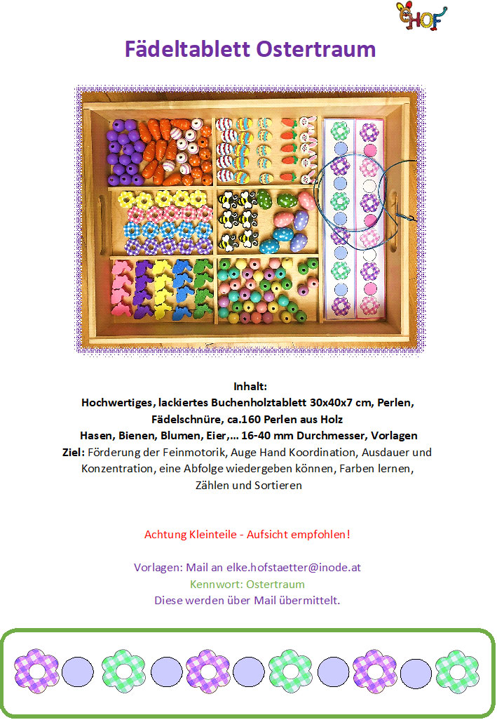 Text Fädeltablett Ostertraum