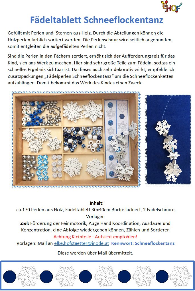 Text Fädeltablett Schneeflockentanz