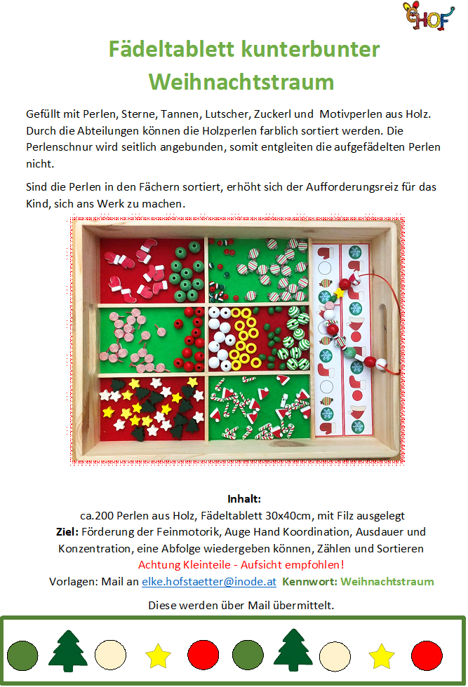 Text Fädeltablett kunterbunter Weihnachtstraum