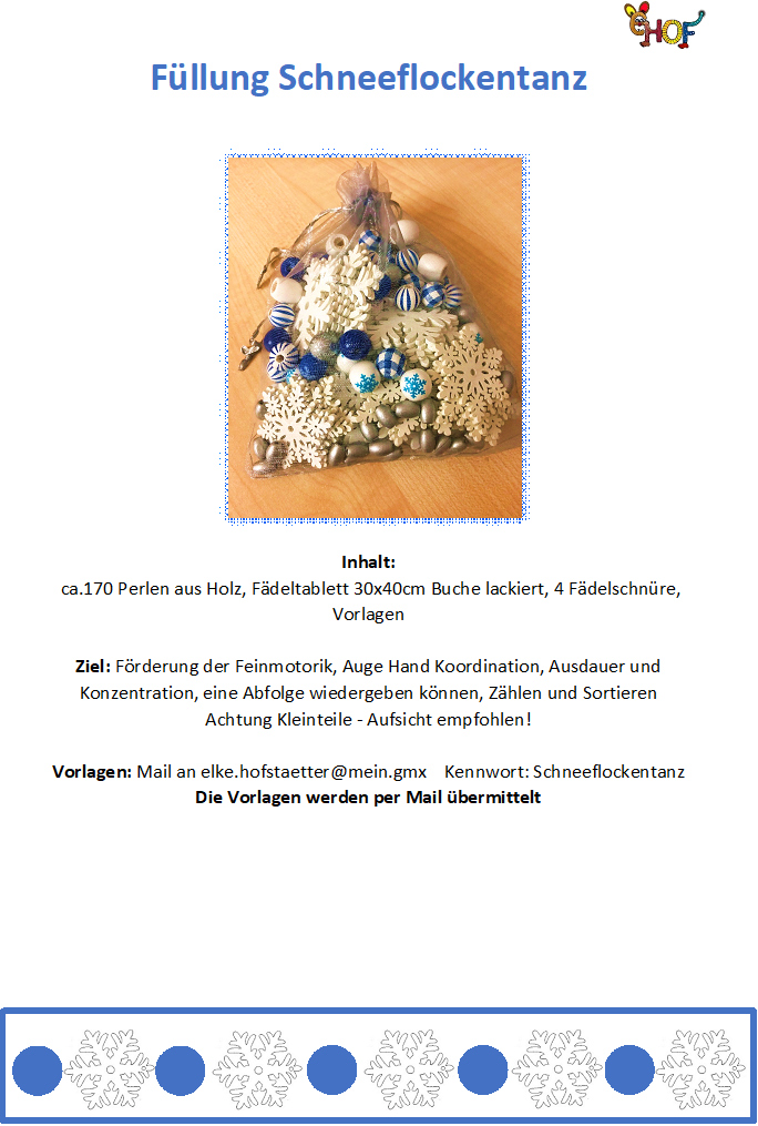 Text Füllung Fädeltablett Schneeflockentanz