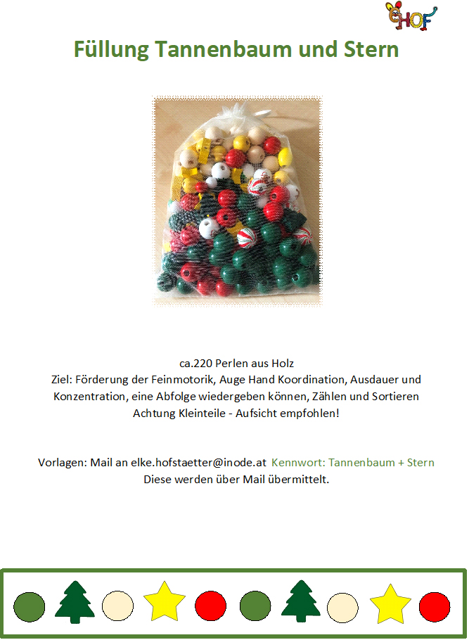 Text Füllung Fädeltablett Tannenbaum Stern