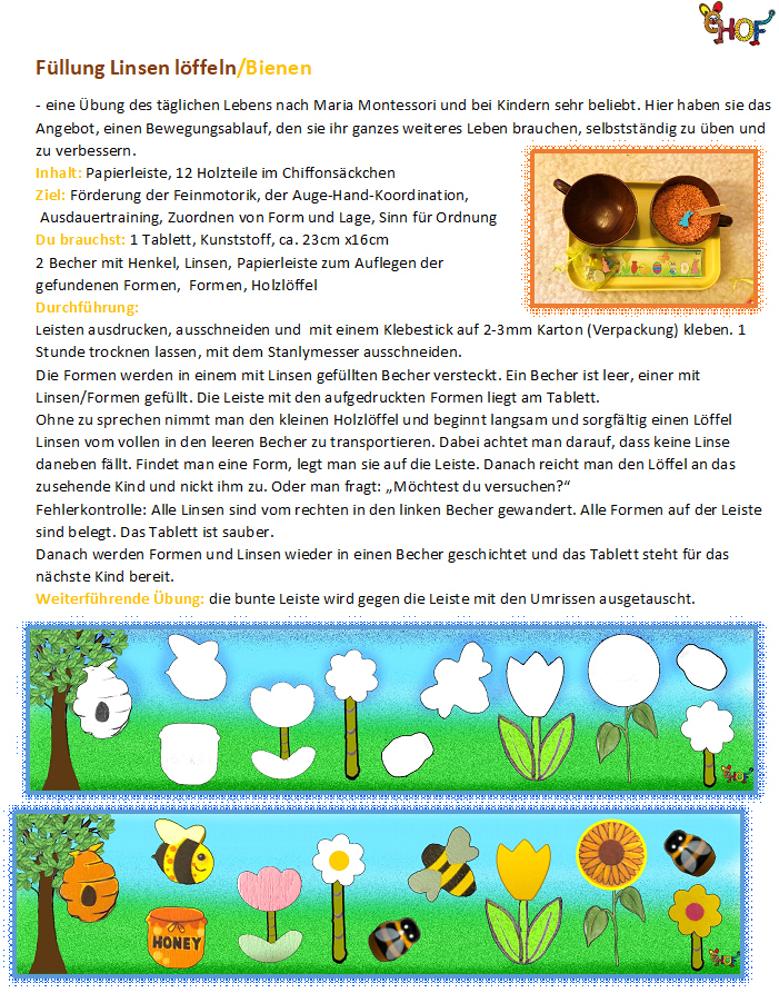 Text Füllung Linsen löffeln Bienen
