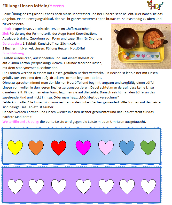 Text Füllung Linsen löffeln Herzen