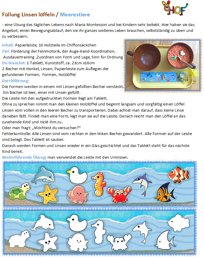 Text Füllung Linsen löffeln Meerestiere