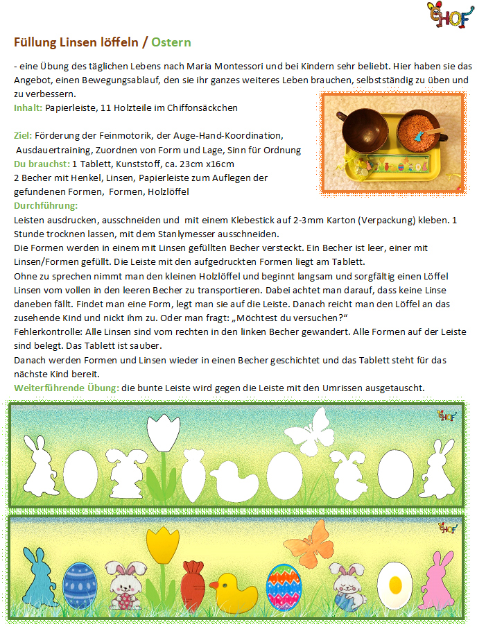 Text Füllung Linsen löffeln Ostern