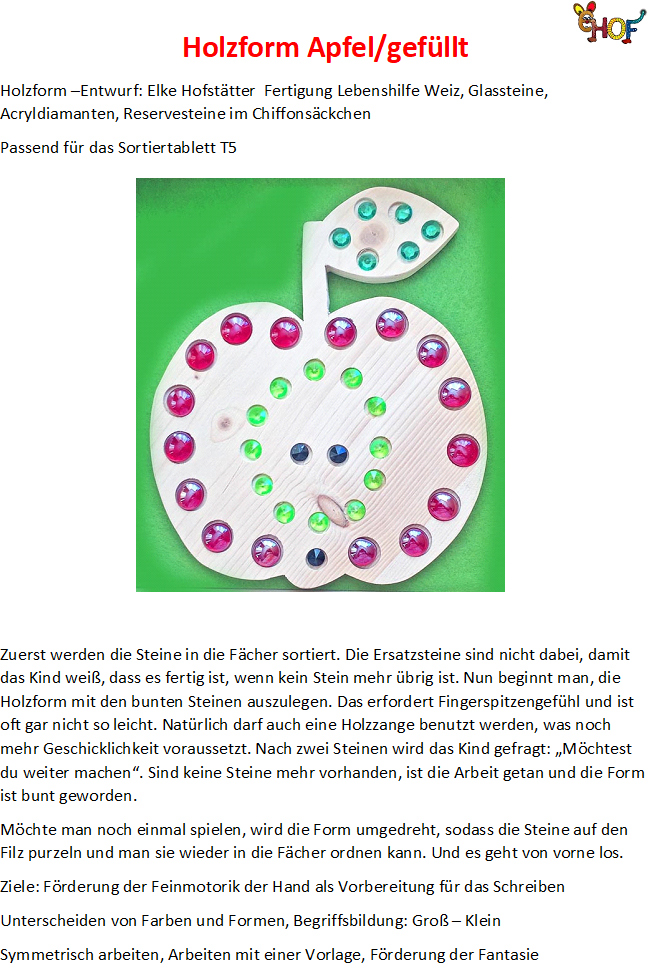 Text Holzform Apfel gefüllt