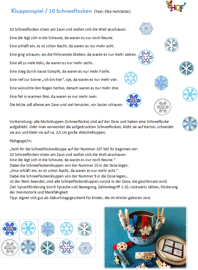 Text Kluppenspiel 10 Schneeflocken