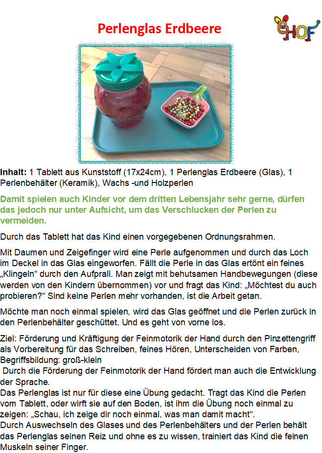 Text Perlenglas Erdbeere