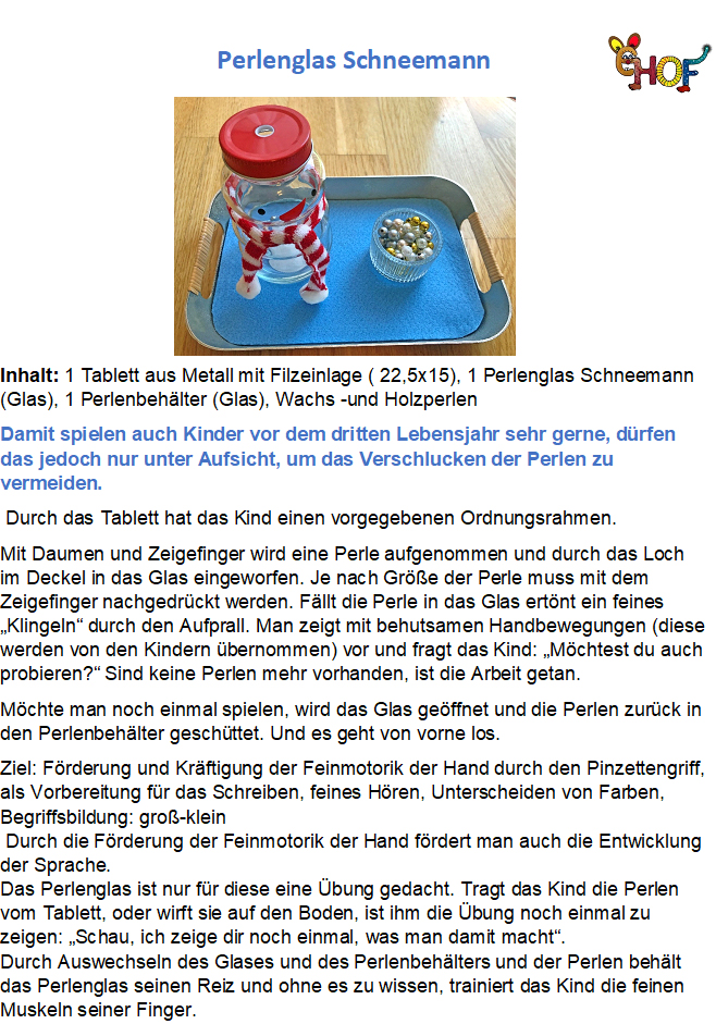 Text Perlenglas Schneemann