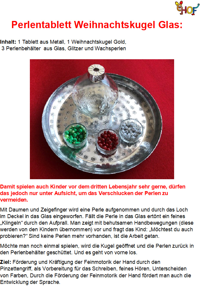 Text Perlentablett Weihnachtskugel Glas