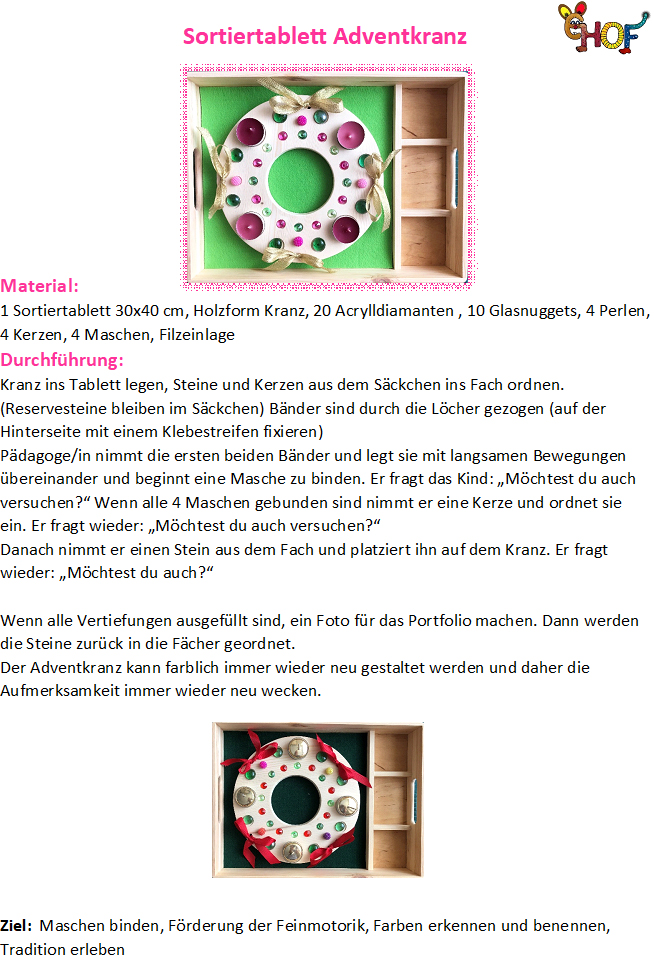 Text Sortiertablett Adventkranz