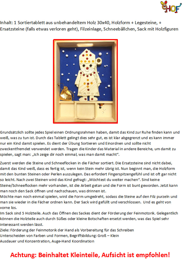 Text Sortiertablett Nikolaus